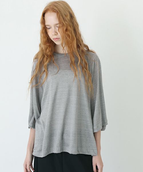 Mochi.モチ.raglan sleeve linen t-shirt [grey/sa]