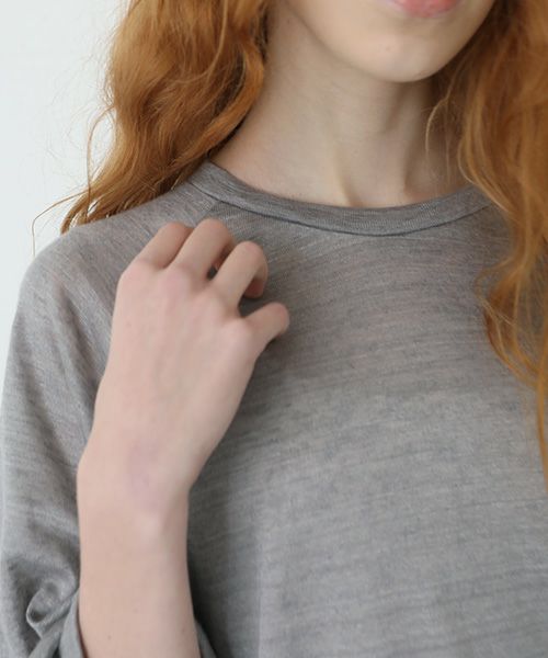 Mochi.モチ.raglan sleeve linen t-shirt [grey/sa]