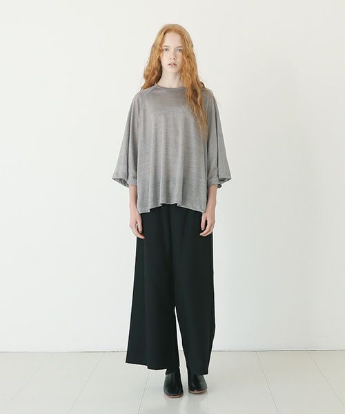 Mochi.モチ.raglan sleeve linen t-shirt [grey/sa]