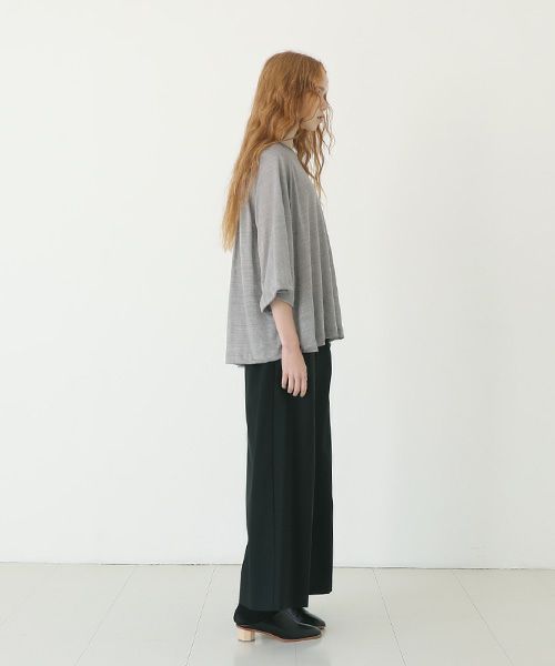 Mochi.モチ.raglan sleeve linen t-shirt [grey/sa]