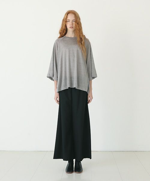 Mochi.モチ.raglan sleeve linen t-shirt [grey/sa]