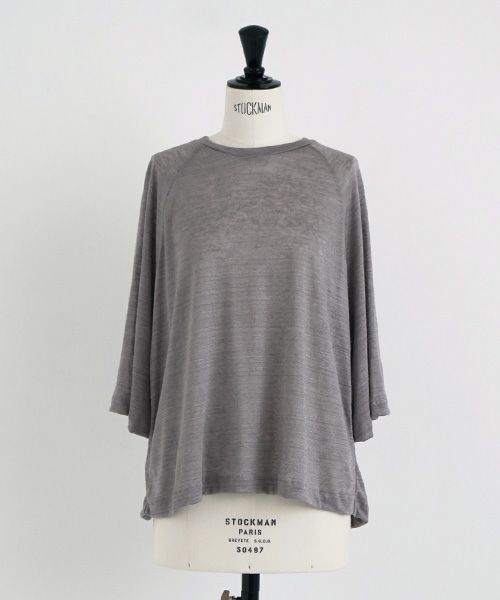Mochi.モチ.raglan sleeve linen t-shirt [grey/sa]