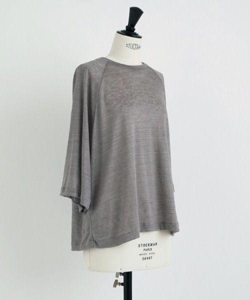 Mochi.モチ.raglan sleeve linen t-shirt [grey/sa]