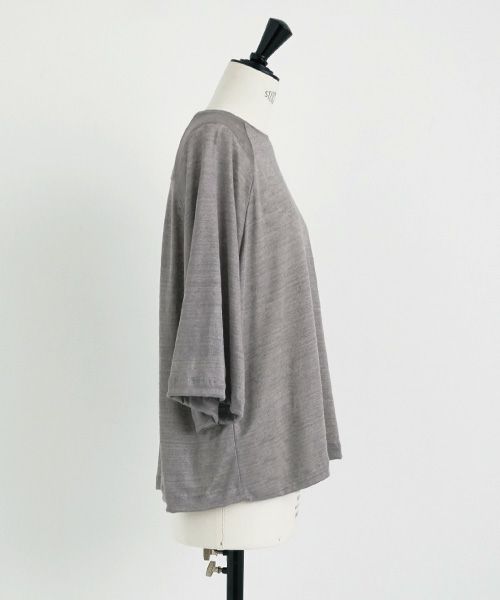 Mochi.モチ.raglan sleeve linen t-shirt [grey/sa]