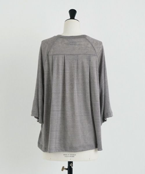 Mochi.モチ.raglan sleeve linen t-shirt [grey/sa]
