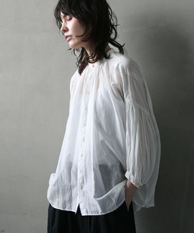 suzuki takayukiスズキタカユキpuff-sleeve blouse [S231-08/nude