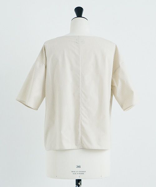 Mochi / home&miles.モチ / ホーム＆マイルズ. T-blouse [ecru×striped]
