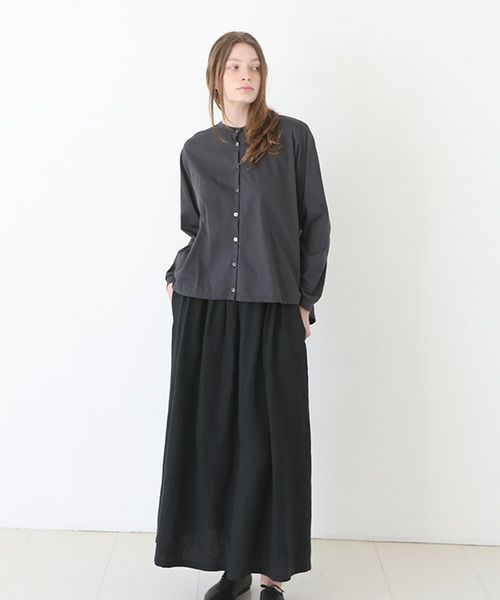 Mochi / home&miles.モチ / ホーム＆マイルズ.organic cotton cut & saw blouse  [charcoal grey]
