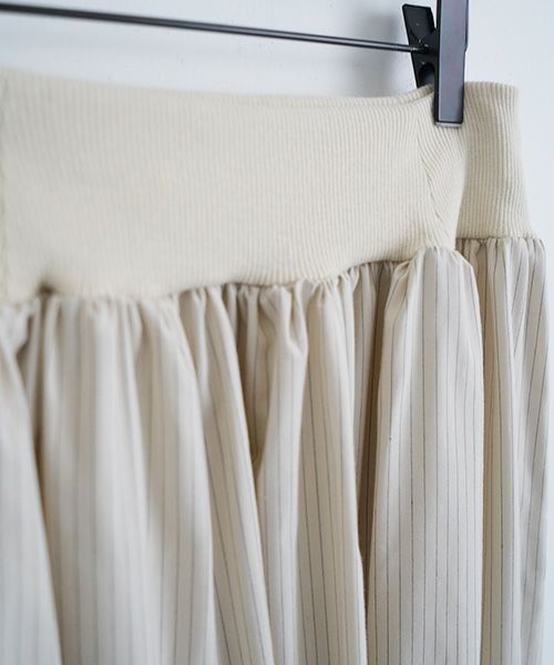 Mochi / home&miles.モチ / ホーム＆マイルズ.long skirt [ecru×striped]