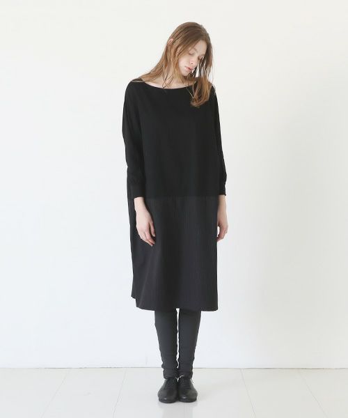 Mochi / home&miles.モチ / ホーム＆マイルズ.layered one piece [black×striped]
