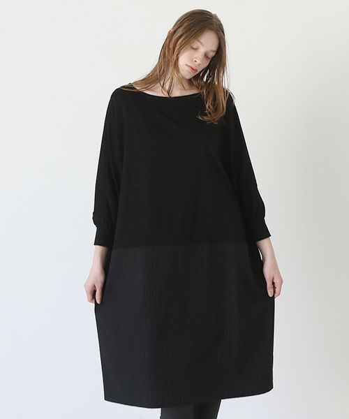 Mochi / home&miles.モチ / ホーム＆マイルズ.layered one piece [black×striped]