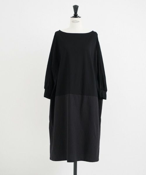 Mochi / home&miles.モチ / ホーム＆マイルズ.layered one piece [black×striped]