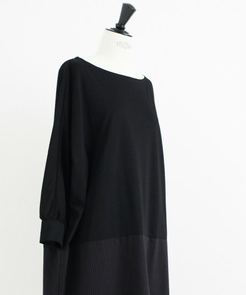 Mochi / home&miles.モチ / ホーム＆マイルズ.layered one piece [black×striped]