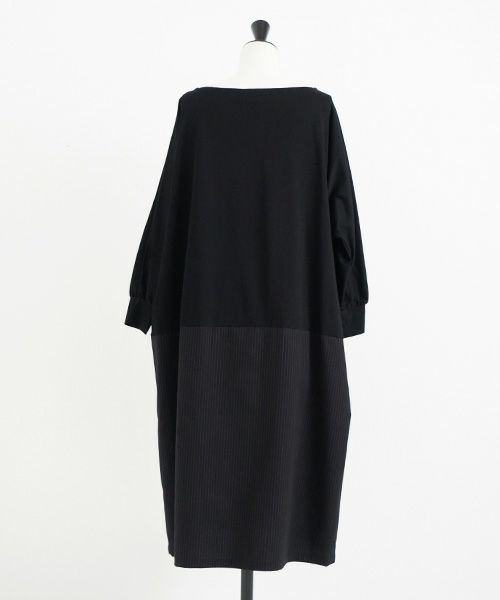 Mochi / home&miles.モチ / ホーム＆マイルズ.layered one piece [black×striped]