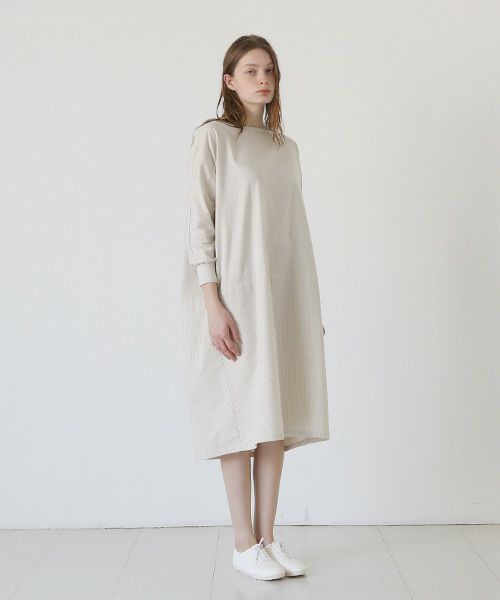 Mochi / home&miles.モチ / ホーム＆マイルズ.layered one piece [ecru×striped]