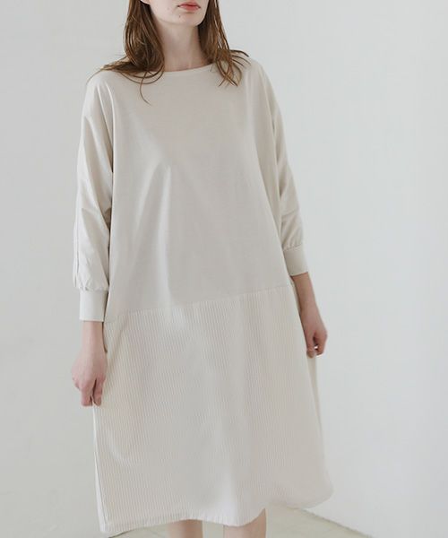 Mochi / home&miles.モチ / ホーム＆マイルズ.layered one piece [ecru×striped]