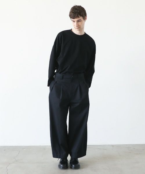 VU.ヴウ.knee wide pants-FINX COTTON vu-a23-p13[BLACK]