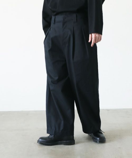 VU.ヴウ.knee wide pants-FINX COTTON vu-a23-p13[BLACK]