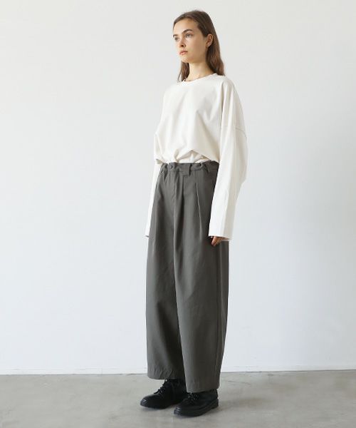 VU.ヴウ.knee wide pants-FINX COTTON vu-a23-p13[DARK KHAKI]