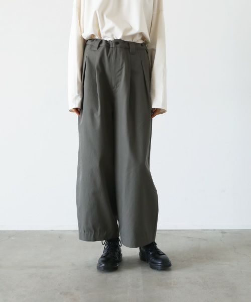 VU.ヴウ.knee wide pants-FINX COTTON vu-a23-p13[DARK KHAKI]