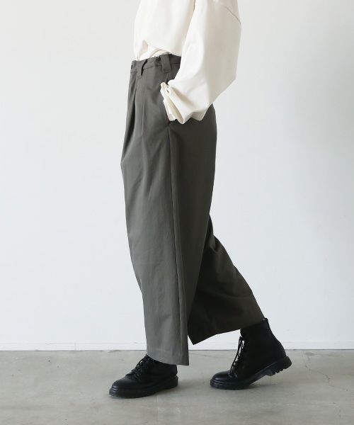 VU.ヴウ.knee wide pants-FINX COTTON vu-a23-p13[DARK KHAKI]