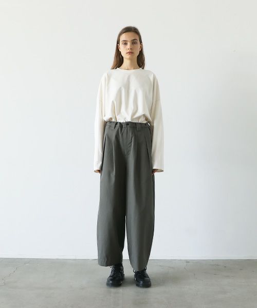 VU.ヴウ.knee wide pants-FINX COTTON vu-a23-p13[DARK KHAKI]