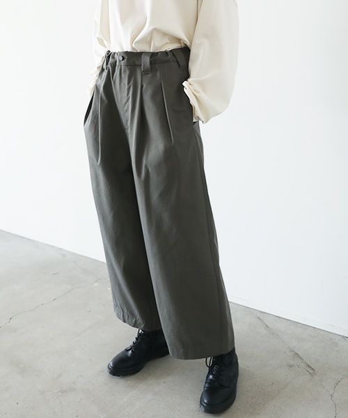 VU.ヴウ.knee wide pants-FINX COTTON vu-a23-p13[DARK KHAKI]