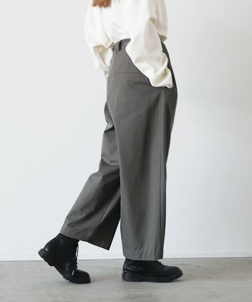 VU.ヴウ.knee wide pants-FINX COTTON vu-a23-p13[DARK KHAKI]