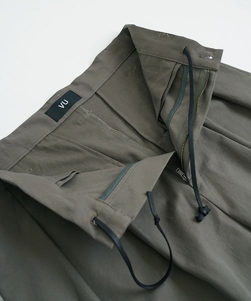 knee wide pants-FINX COTTON vu-a23-p13[DARK KHAKI]