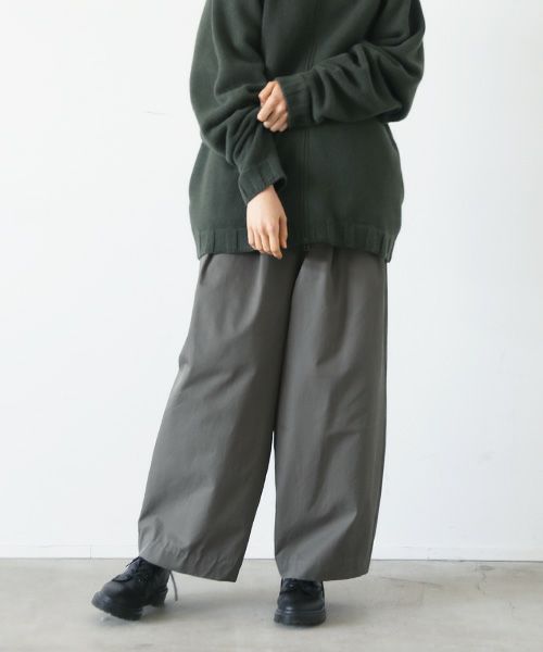 knee wide pants-FINX COTTON vu-a23-p13[DARK KHAKI]