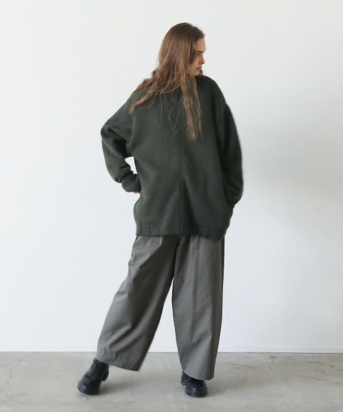 knee wide pants-FINX COTTON vu-a23-p13[DARK KHAKI]