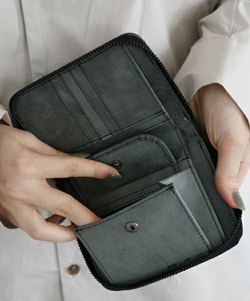 VU PRODUCT ヴウプロダクト WAX cow leather zip wallet [WAX BLACK] vu-product-B13 ワックスレザージップウォレット　栃木レザー財布