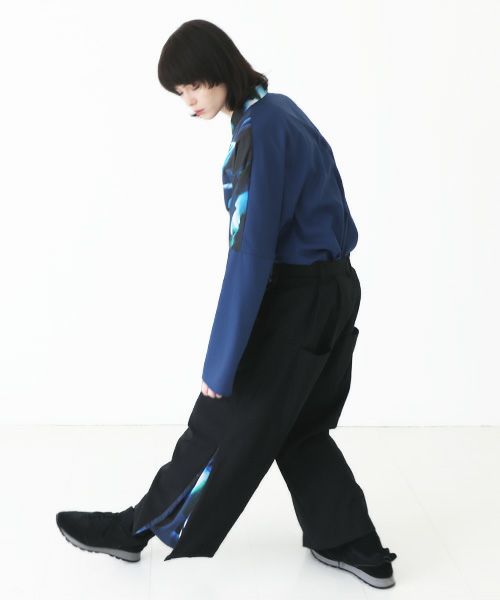 VUy.ヴウワイ.box slit pants vuy-a23-p02[BLACK×PAINT]