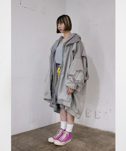 BALMUNG バルムング 23AW09 重ねハイネックビッグパーカー(debri)[グレー]