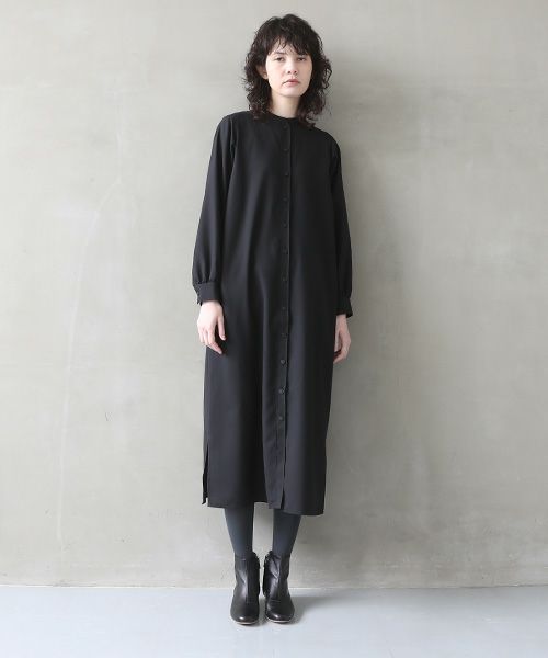 Mochi.モチ.tuck shirt dress [black]