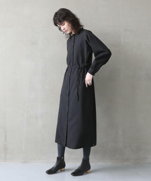 Mochi.モチ.tuck shirt dress [black]