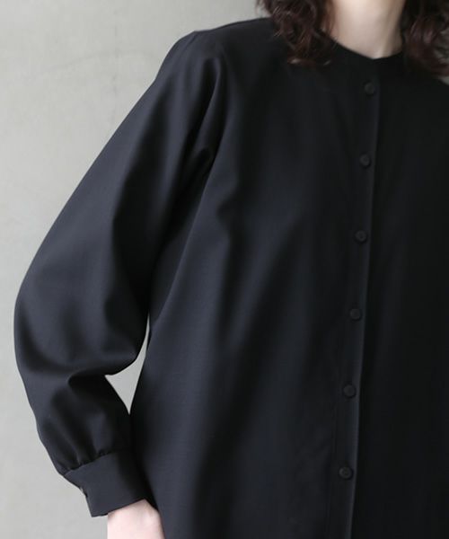 Mochi.モチ.tuck shirt dress [black]