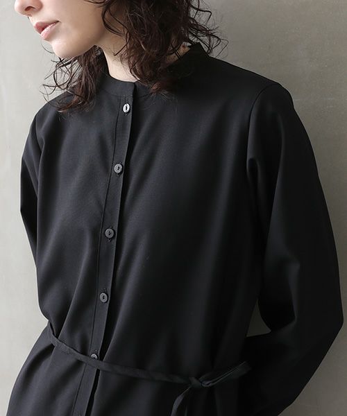 Mochi.モチ.tuck shirt dress [black]