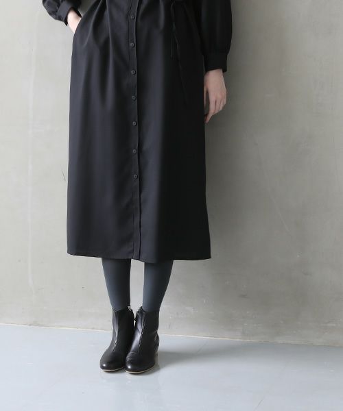 Mochi.モチ.tuck shirt dress [black]