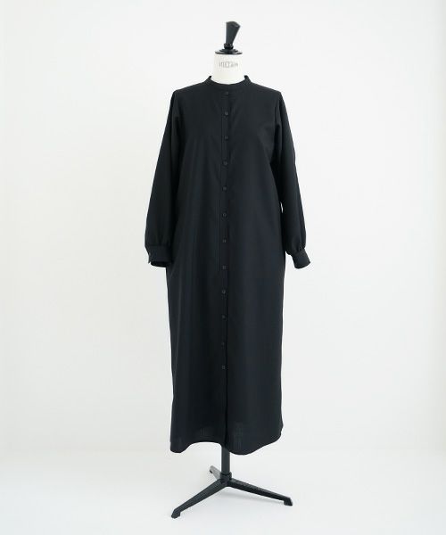 Mochi.モチ.tuck shirt dress [black]
