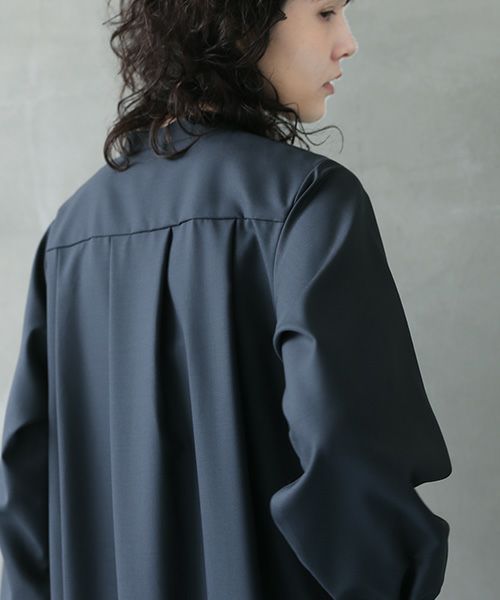 Mochi.モチ.tuck shirt dress [dark moss grey]