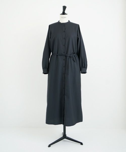 Mochi.モチ.tuck shirt dress [dark moss grey]
