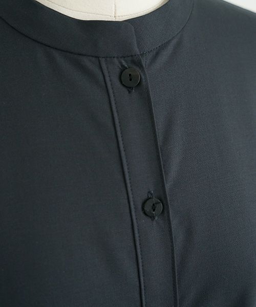 Mochi.モチ.tuck shirt dress [dark moss grey]