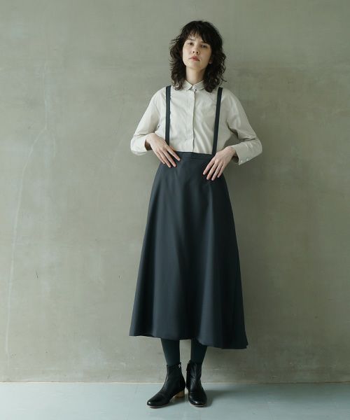 Mochi.モチ.harf tucked skirt [dark moss grey]