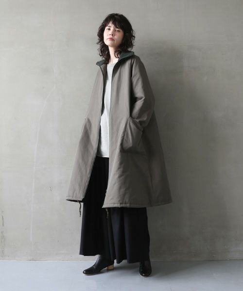 Mochi.モチ.finx gabardine coat [dark moss green]