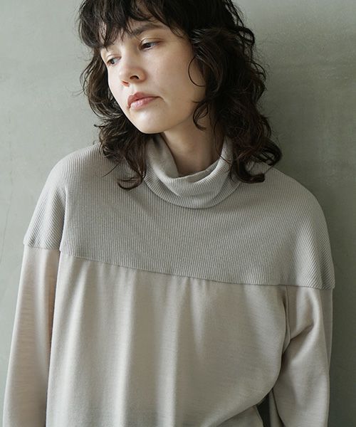 Mochi, モチ, turtleneck knit [grey beige]