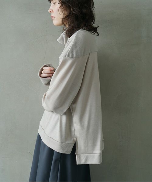 Mochi.モチ.turtleneck knit [grey beige]
