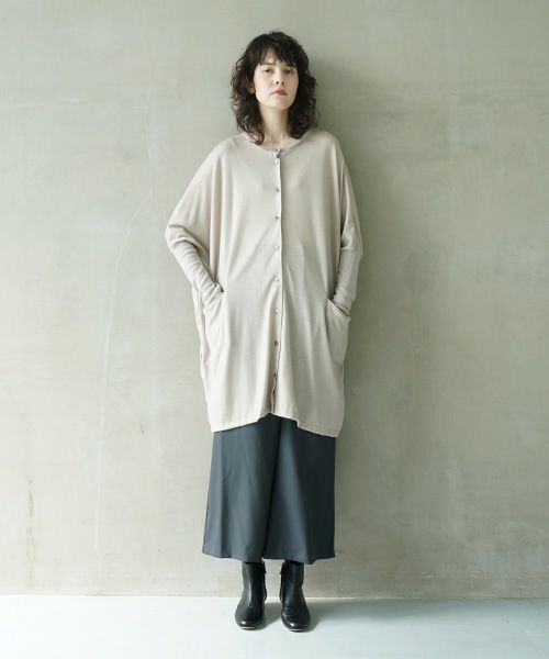 Mochi.モチ.dolman long knit cardigan [grey beige]
