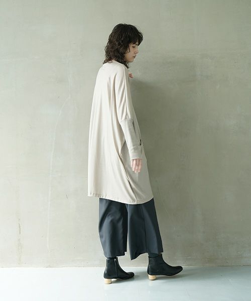 Mochi.モチ.dolman long knit cardigan [grey beige]