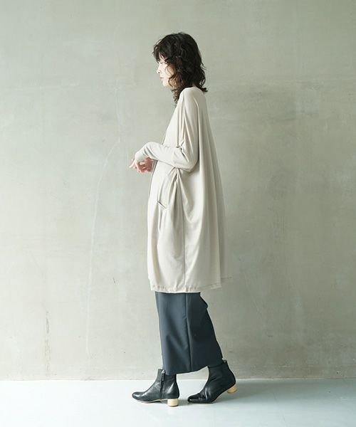 Mochi.モチ.dolman long knit cardigan [grey beige]